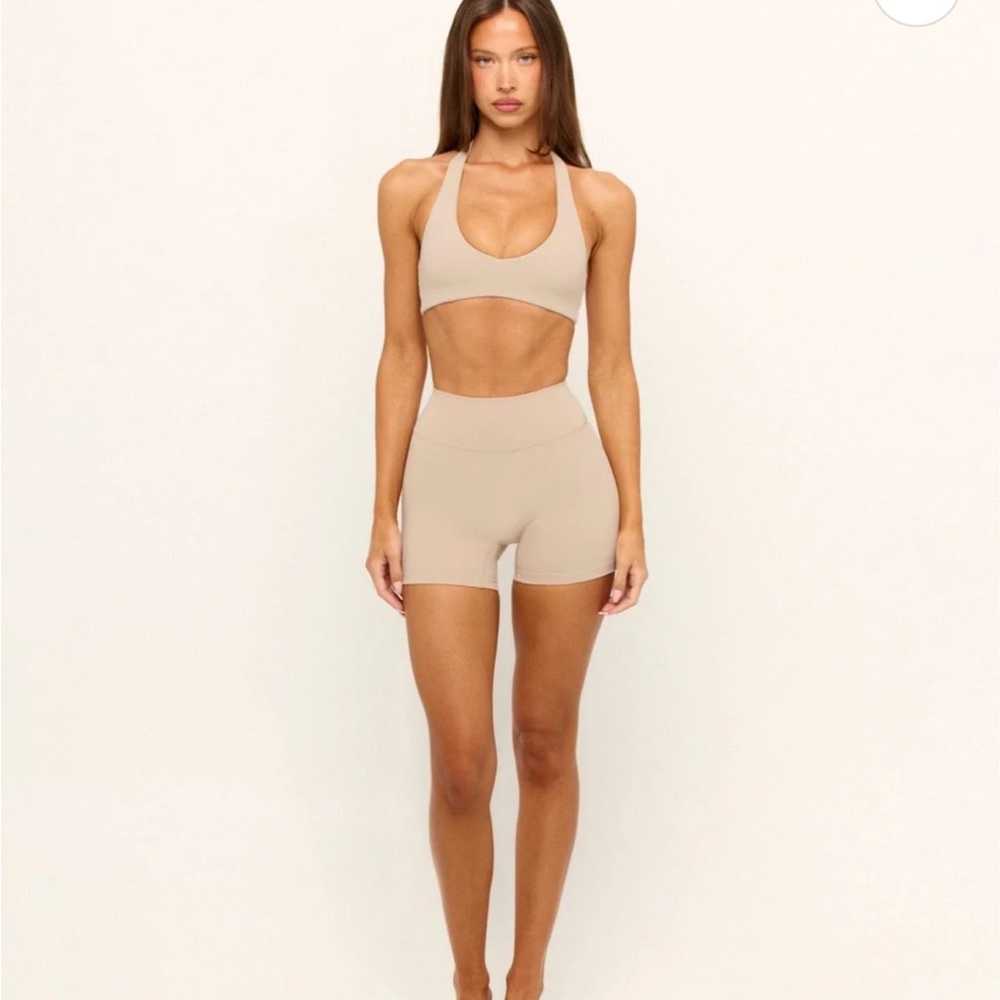 Seamless Nude Sports Bra & High-Waist Biker Shorts Set
